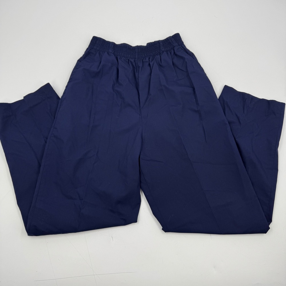 Vintage Orvis Navy Blue Polyester Cotton Blend Elastic Waist Casual Pants Size S